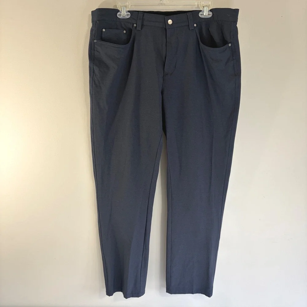 Greg‎ Norman Shark Mens Navy Blue 5-Pocket Golf Pants 36x30 Stretch Performance